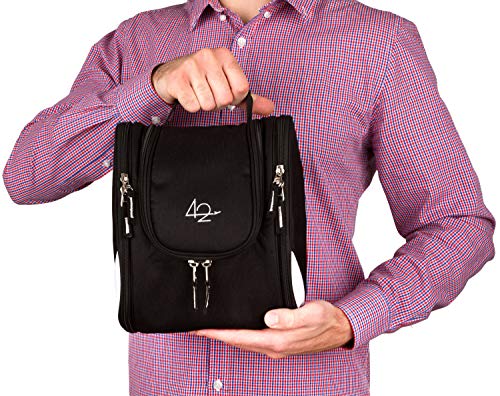 42 Travel Hanging Toiletry Bag – Large Kit Organizer for Men & Women – Spacious & Compact, 17 Compartments for all you need - Strong Zippers, Sturdy Hook, Water Resistant