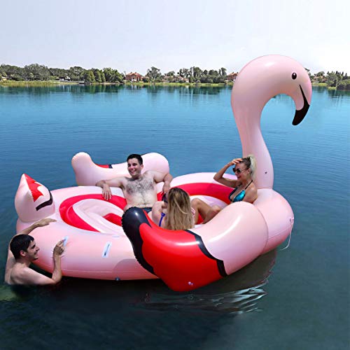 Goplus Island Giant Flamingo Float, Swimming Pool Raft Lounge for