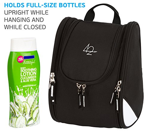 42 Travel Hanging Toiletry Bag – Large Kit Organizer for Men & Women – Spacious & Compact, 17 Compartments for all you need - Strong Zippers, Sturdy Hook, Water Resistant