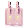 2 Pack Luggage Tags, ACdream Premium PU Leather Case Name Luggage Bag Tags for Travel Bag Suitcase Set with Name ID Labels, Rose Gold