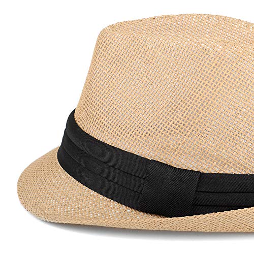 WESTEND Unisex Summer Short Brim Fedora - Hats for Men & Women + Panama Hats & Straw Hats