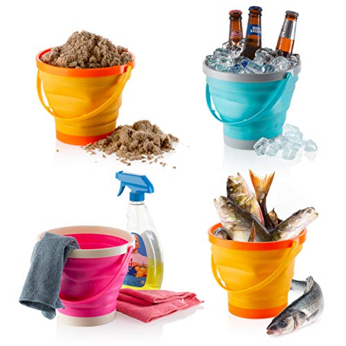 Foldable Pail Bucket Collapsible Buckets Multi Purpose for Beach, Camping Gear Water and Food Jug, Dog Bowls, Cats, Dogs and Puppys, Camping and Fishing Tub, (Half Gallon)