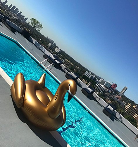 Jasonwell Giant Inflatable Golden Swan Pool Float Inflatable Party Float Toy with Fast Valves Swimming Pool Lounge Raft Toys Adults & Kids