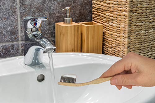 Fifth & Eco Eco-friendly Premium Bamboo Toothbrushes (Pack of 4)|Natural bamboo toothbrush with Soft Charcoal Bristles | Eco toothbrush with biodegradable, ergonomic handle | Wooden toothbrushes