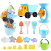 Biulotter 20Pcs Kids Beach Sand Toys Set Sand Water Wheel, Castle Molds, Truck Bucket, Beach Shovels RakesTool Kit, Hourglass, Sea Animal Molds, Watering Can, Cloud, with Mesh Backpack Sandbox 2019