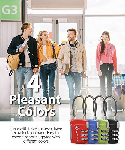 TSA Approved Cable Luggage Locks (4 Pack)