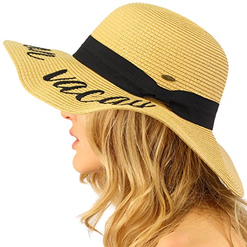 C.C Always on Vacay Wide Brim 4\ Summer Derby Beach Pool Floppy Dress Sun Hat