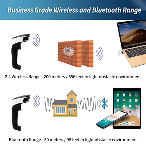 ScanAvenger Portable Wireless Bluetooth Barcode Scanner: 3-in-1 Hand Scanners - Cordless, Rechargeable 1D and 2D Scan Gun for Inventory Management - Wireless, Handheld, USB Bar Code/QR Code Reader