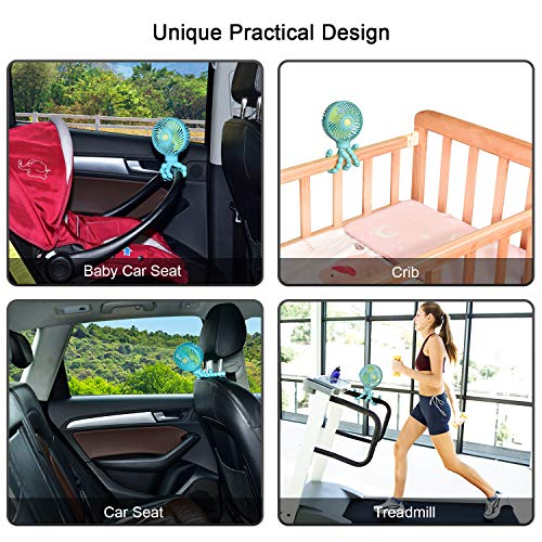 HomeLifairy Portable Mini Handheld Stroller Fan and 2600mAh Baby Fan with Flexible Tripod Can Be Wrapped on Stroller/Car Seat/Student Bed/Bike USB and Battery Powered Desk Fan (Blue)
