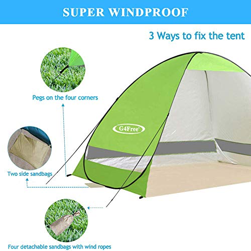 G4Free Large Pop up Beach Tent Automatic Sun Shelter Cabana Anti UV Instant Portable (Green)