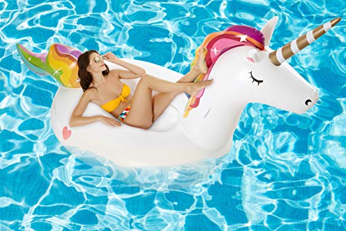 Vickea Giant Inflatable Unicorn Pool Float Outdoor Swimming Pool Floaties Lounge for Adults