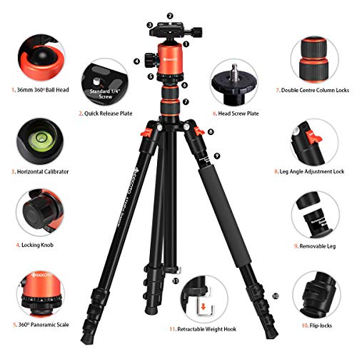 GEEKOTO Tripod, Camera Tripod for DSLR