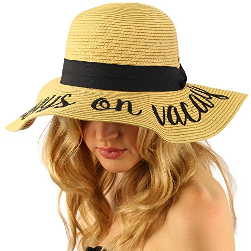 C.C Always on Vacay Wide Brim 4\ Summer Derby Beach Pool Floppy Dress Sun Hat
