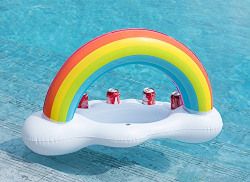 Jasonwell Inflatable Rainbow Cloud Drink Holder Floating Beverage Salad Fruit Serving Bar Pool Float Party Accessories Summer Beach Leisure Cup Bottle Holder Water Fun Decorations Toys Kids Adults