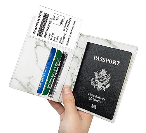 Leotruny Passport Holder Cover Wallet RFID Leather Card Case