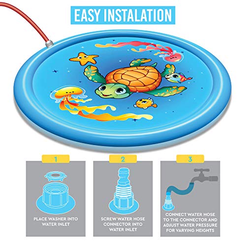 Inflatable Splash Pad Sprinkler for Kids Toddlers, Kiddie Baby Pool, Outdoor Games Water Mat Toys - Baby Infant Wadin Swimming Pool - Fun Backyard Fountain Play Mat for 1 -12 Year Old Girls Boys (68