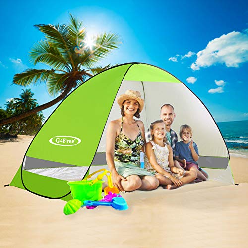 G4Free Large Pop up Beach Tent Automatic Sun Shelter Cabana Anti UV Instant Portable (Green)