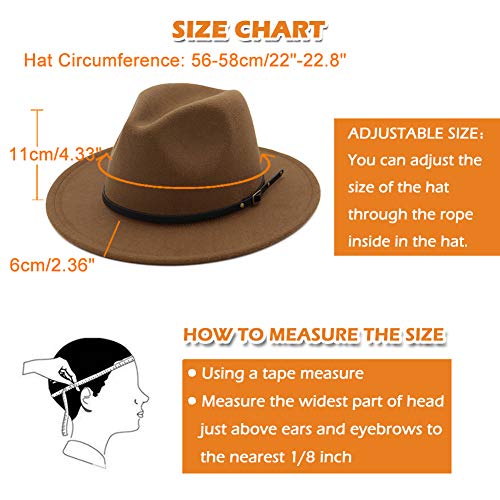 Lisianthus Women Belt Buckle Fedora Hat Dark-Camel