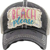 H-212-BPM06 Distressed Baseball Cap - Beach Please Metallic (Black)