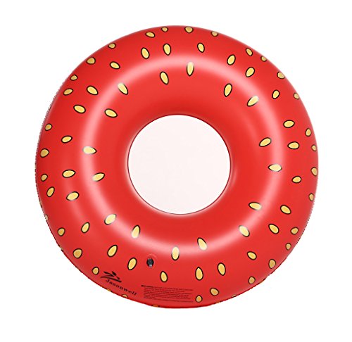 Jasonwell Giant Strawberry Pool Party Float 45 Inch Inflatable Pool Floats Tube Rafts with Fast Valves Summer Beach Swimming Pool Lounge Decorations Toys for Adults & Kids