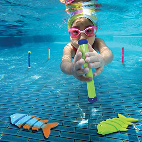 30 Pcs Diving Pool Toys Jumbo Set with Storage Bag Includes (5) Diving Sticks, (6) Diving Rings, (5) Pirate Treasures, (4) Toypedo Bandits, (3) Diving Toy Balls, (3) Fish Toys, (4) Stringy Octopus