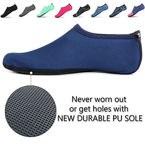 SENFI Unisex Water Skin Shoes Barefoot Aqua Socks for Pool Water Aerobics Exercise,TFF-01navy-XL