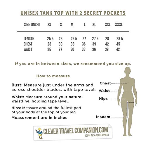 Unisex Tank Top with Hidden Zipper Pockets, 100% Pickpocket Proof Holiday Tour