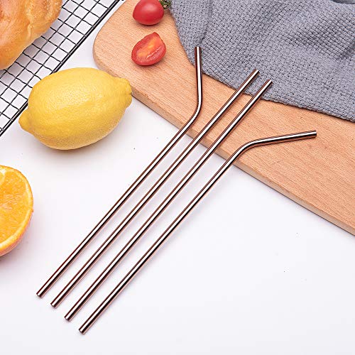 VEHHE Metal Straws Reusable Stainless Steel Straws Drinking 4 Set - Ultra Long 10.5