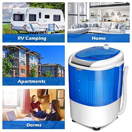 Washing Machine, Electric Compact Laundry Machines Portable Durable Design Washer Energy Saving, Rotary Controller and Washer Spin Dryer(Blue)