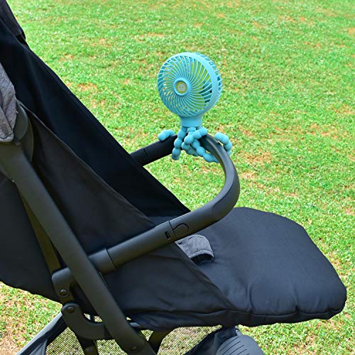 HomeLifairy Portable Mini Handheld Stroller Fan and 2600mAh Baby Fan with Flexible Tripod Can Be Wrapped on Stroller/Car Seat/Student Bed/Bike USB and Battery Powered Desk Fan (Blue)