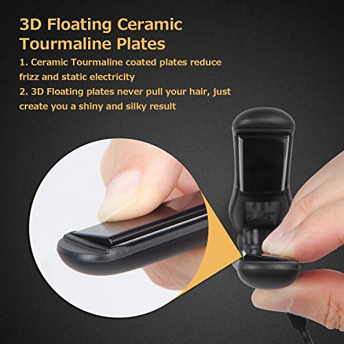 AmoVee Mini Flat Travel Iron Smart Ceramic Tourmaline Hair Straightener Negative Ionic Technology