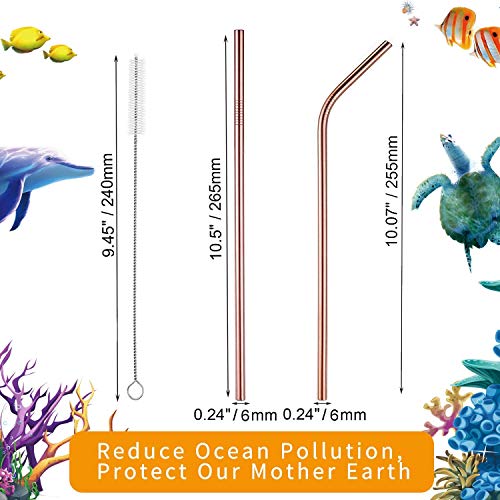 VEHHE Metal Straws Reusable Stainless Steel Straws Drinking 4 Set - Ultra Long 10.5