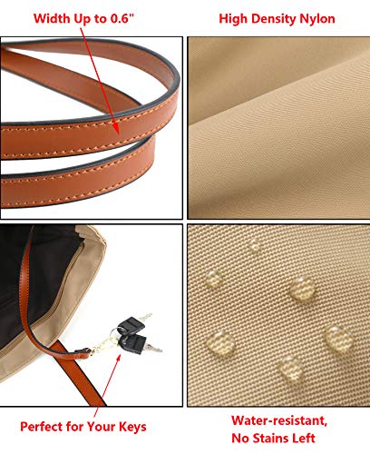 YALUXE Tote for Women Leather Nylon Shoulder Bag Women's Oxford Nylon Large Capacity Work fit 15.6 inch brown&Tan