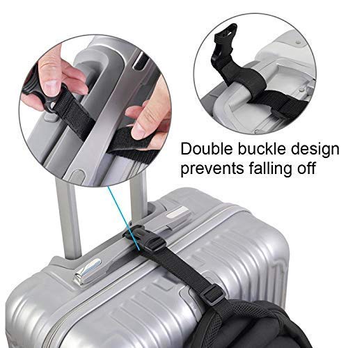 Luggage Straps,Two Add a Bag Suitcase Strap Belt,Adjustable Travel Attachment Accessories for Connect Your Three Luggage Together - 2 pack(Black)