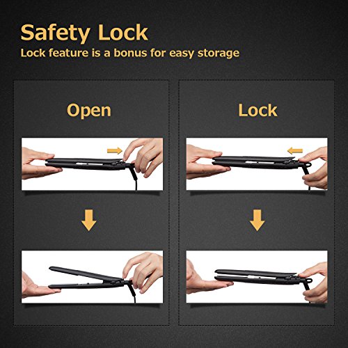 AmoVee Mini Flat Travel Iron Smart Ceramic Tourmaline Hair Straightener Negative Ionic Technology