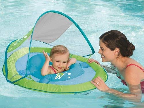 SwimWays Baby Spring Float Sun Canopy - Green Fish