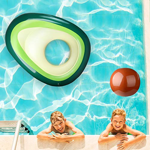 Aitey Pool Float, Giant Inflatable Avocado Pool Floatie with Ball Water Fun Summer Swimming Pool Raft Lounge Beach Floaty Party Toys for Kids