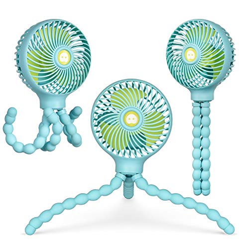 HomeLifairy Portable Mini Handheld Stroller Fan and 2600mAh Baby Fan with Flexible Tripod Can Be Wrapped on Stroller/Car Seat/Student Bed/Bike USB and Battery Powered Desk Fan (Blue)