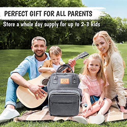 Diaper Bag Backpack - Large Waterproof Travel Baby Bags (Classic Gray)