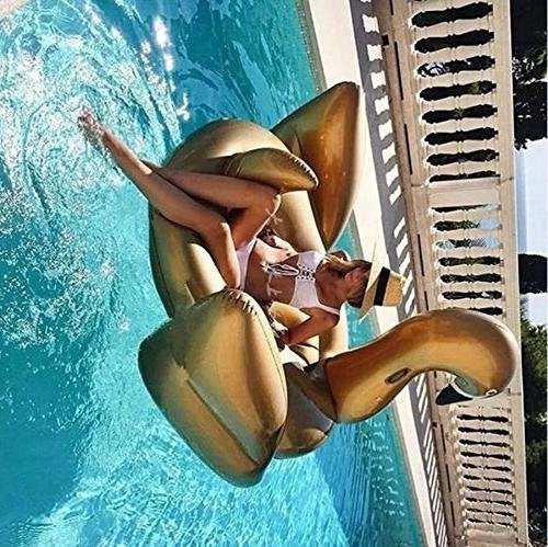 Jasonwell Giant Inflatable Golden Swan Pool Float Inflatable Party Float Toy with Fast Valves Swimming Pool Lounge Raft Toys Adults & Kids