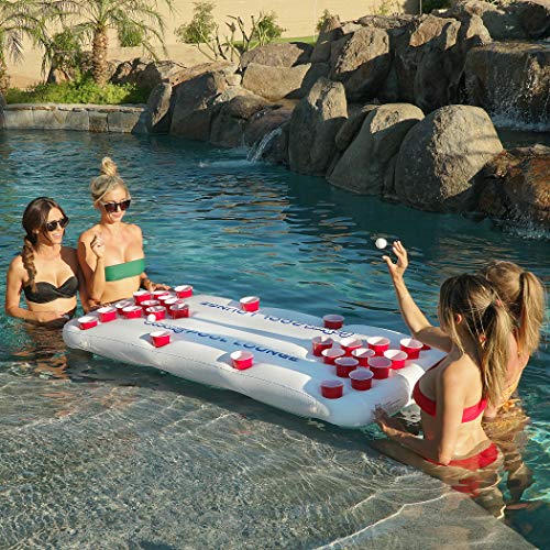 GoPong Pool Lounge Floating Beer Pong Table Inflatable with Social Floating