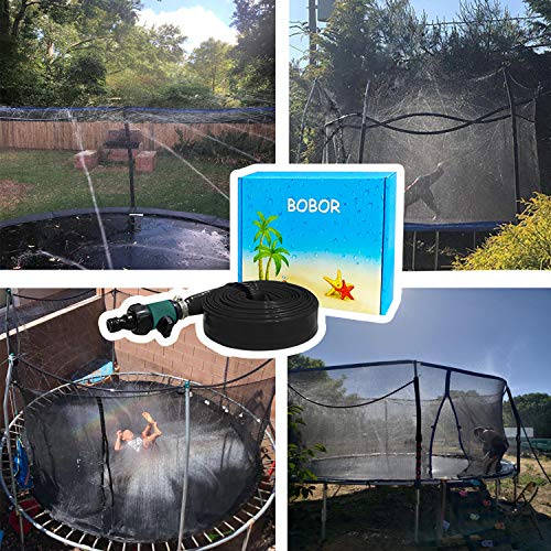 Bobor Trampoline Sprinkler for Kids, Outdoor Trampoline Backyard Water Park Sprinkler Fun Summer Outdoor Water Toys for Boys Girls. (39ft)
