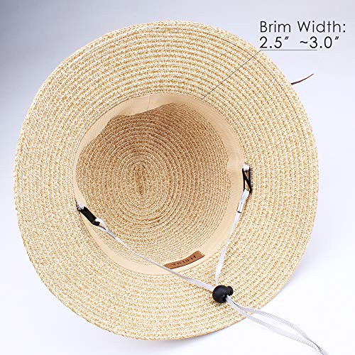 FURTALK Womens Beach Sun Straw Hat UV UPF50 Travel Foldable Brim Summer UV Hat(Large Size (22.4
