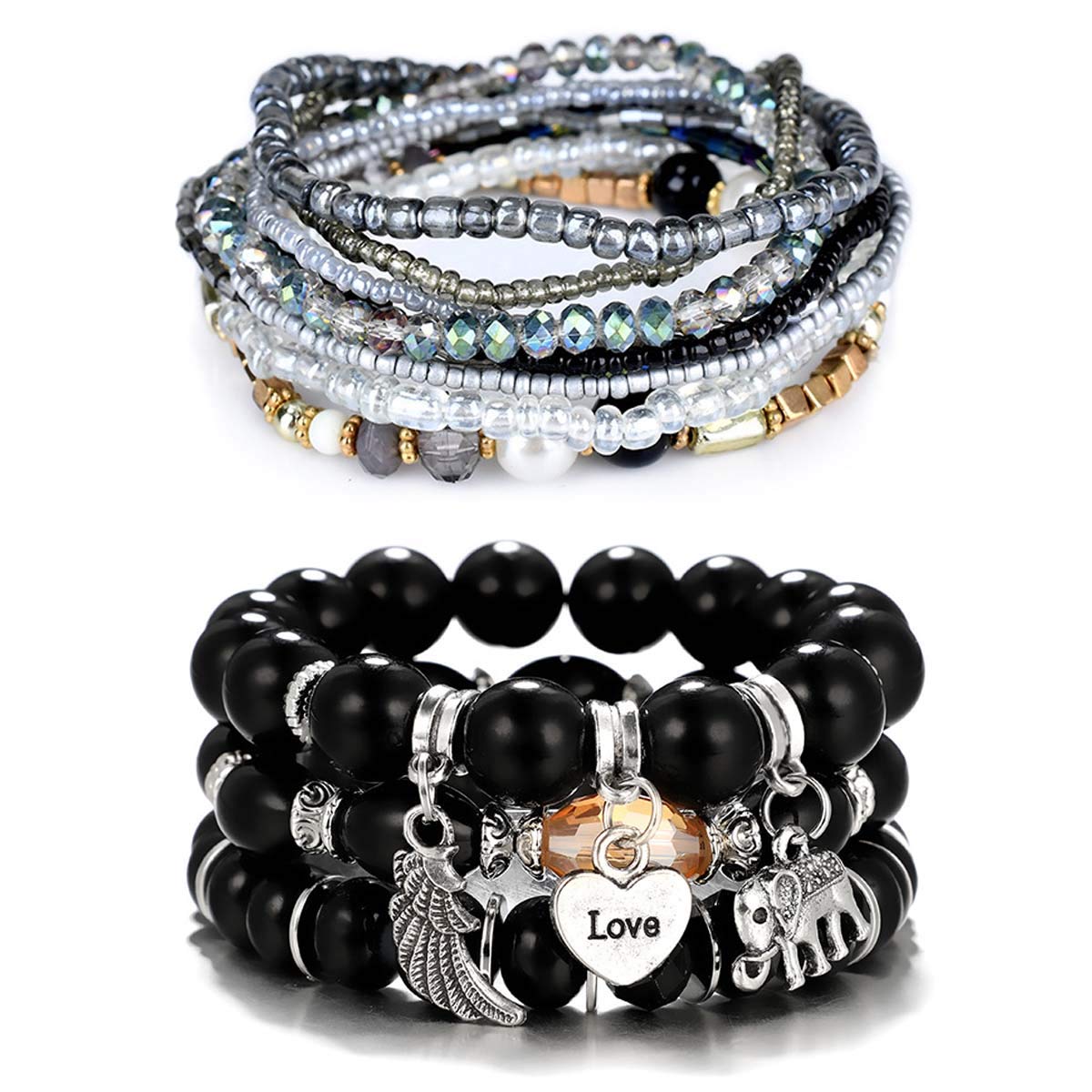 Multilayer Bohemian Bracelet Stackable Bead Bracelets Women Crystal Strand  Bangle Charm Jewelry – plentifultravel