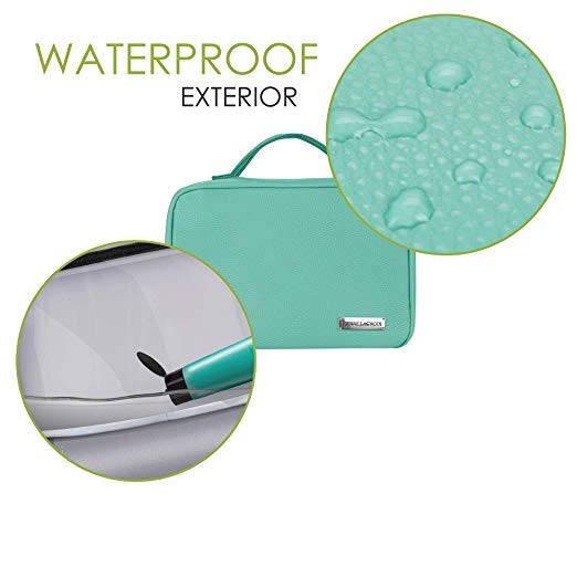 Cruelty-Free Leather Hanging Travel Toiletry Bag - Turqoise