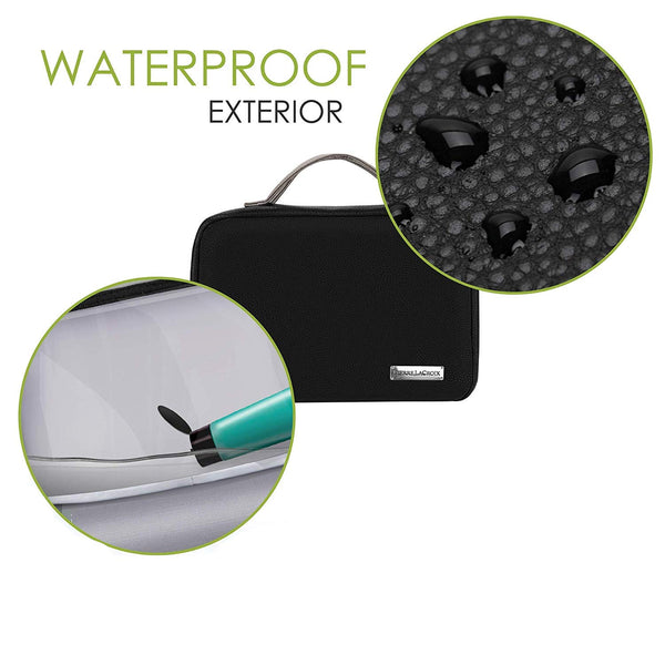 Cruelty-Free Leather Hanging Travel Toiletry Bag - Black