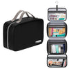 Cruelty-Free Leather Hanging Travel Toiletry Bag - Black