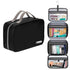 Cruelty-Free Leather Hanging Travel Toiletry Bag - Black