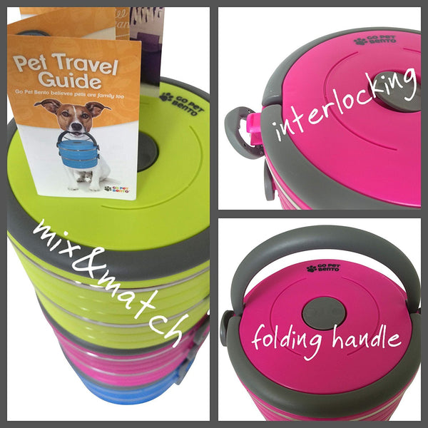 Healthy Human Portable Dog & Pet Travel Bowls with Lid - Human Grade Stainless Steel - Ideal for Food & Water - Blue - 4 Bowl Set