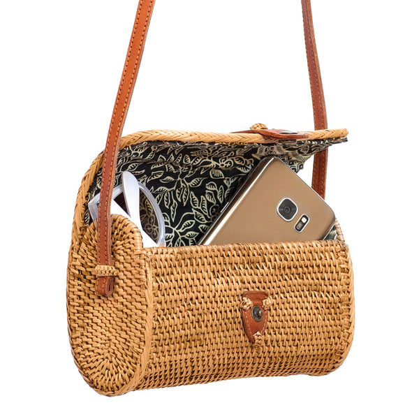 New Rattan Bags for Women - Handmade Wicker Woven Purse Handbag Circle Boho Bag Bali